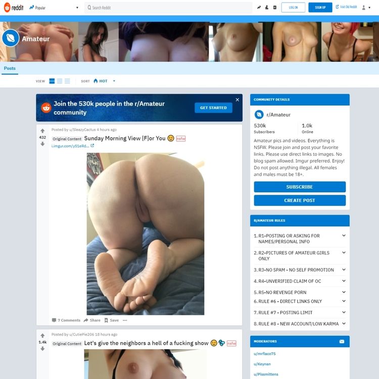 Amateur and 22+ reddit nsfw on YouPornList!